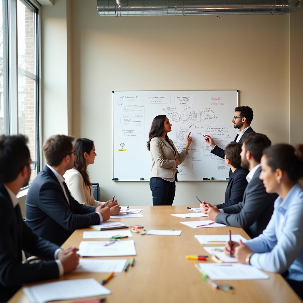 Interactive personal development workshop session with participants engaged in goal-setting exercises