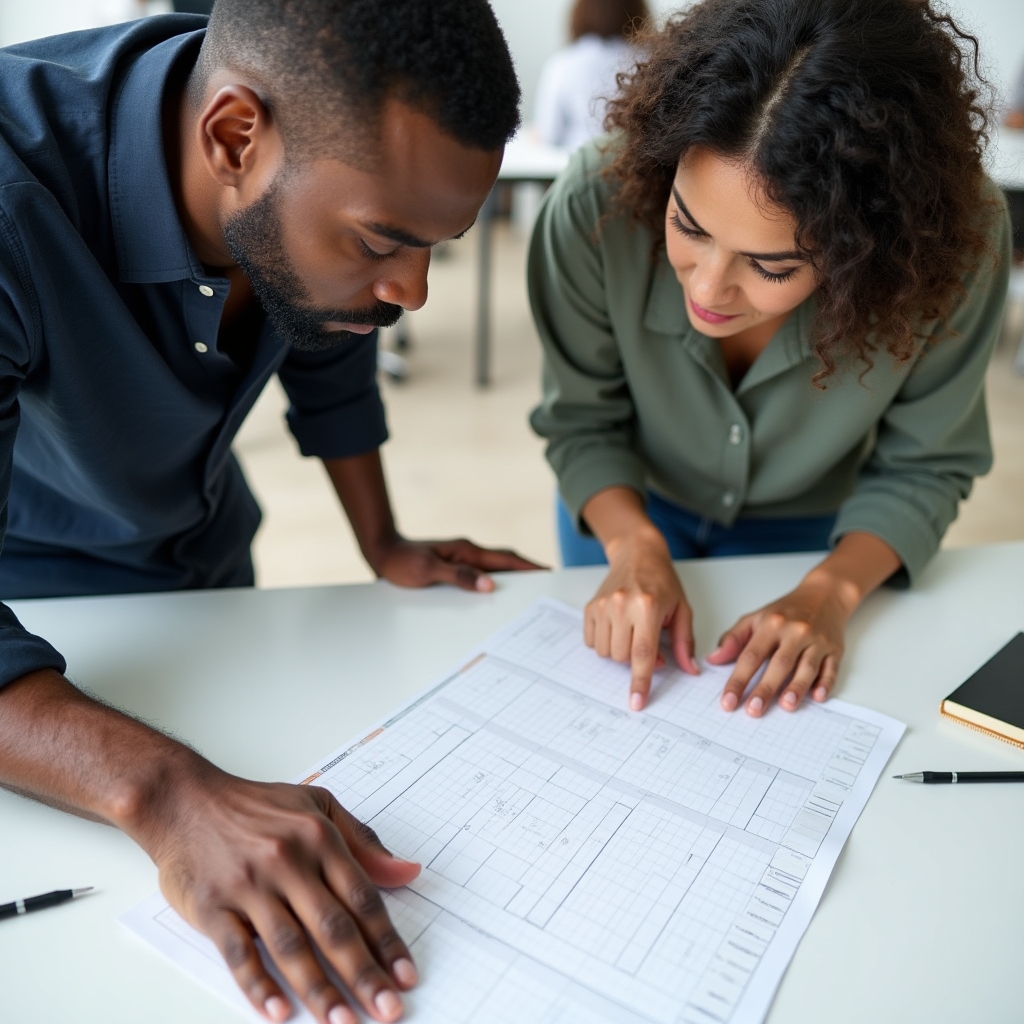 Participants in a time management workshop working on weekly planning templates